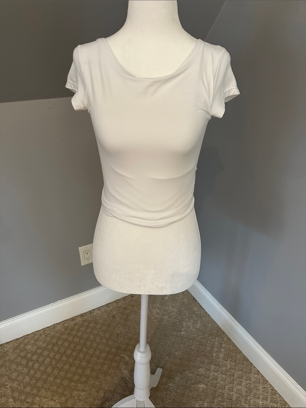 aerie White Short-Sleeve Scoop Neck Tee